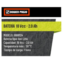 Batería Linea Flex One 18 Volts 2 Ah Dowen Pagio