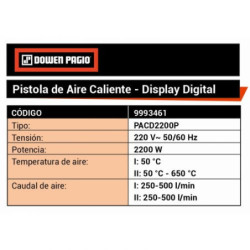Pistola De Calor Digital 2200w 50 °c 650 °c Dowen Pagio
